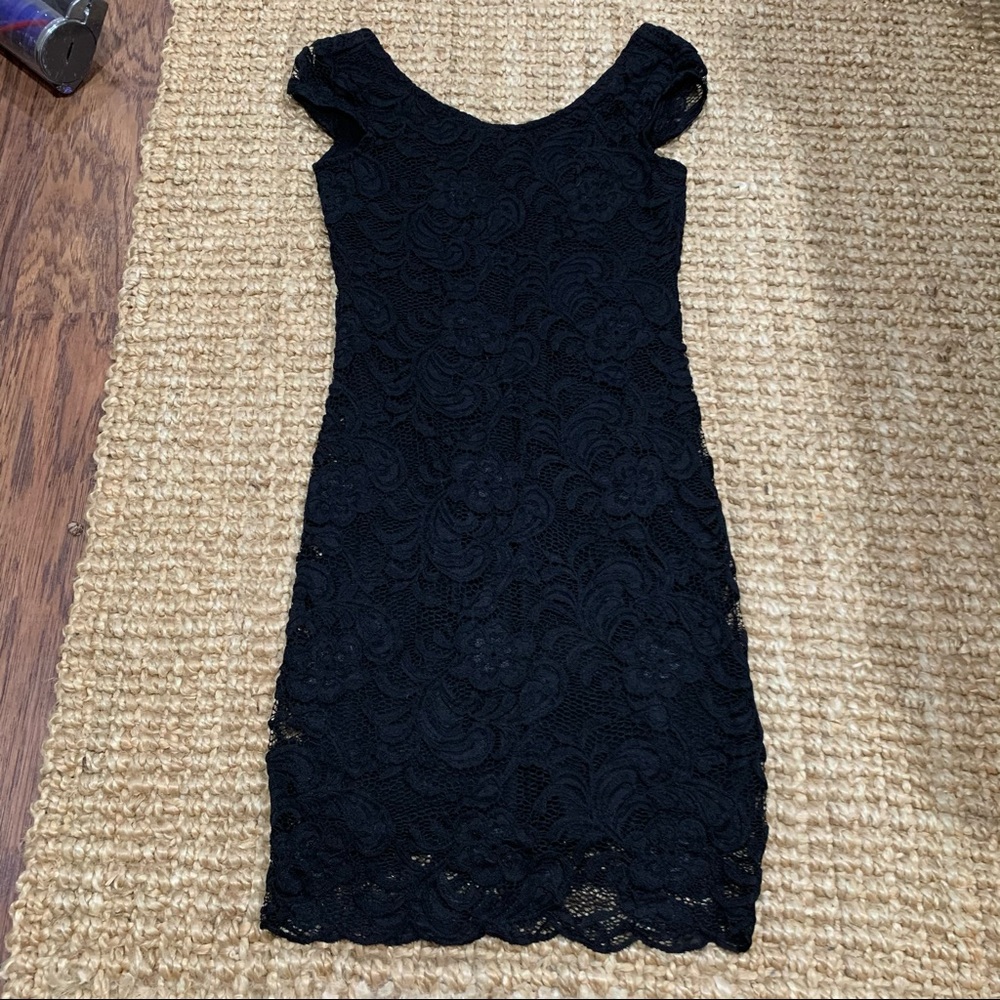 Black lace mini dress